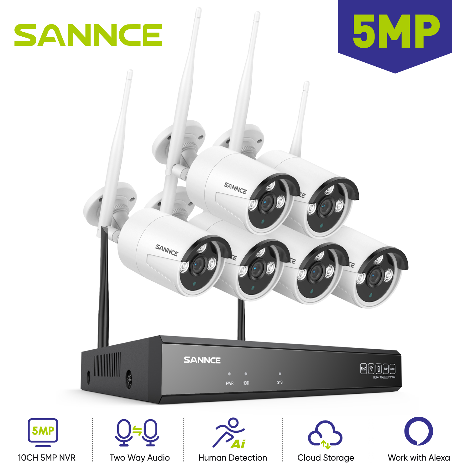 Smart Home Outdoor Camera - كاميرا مراقبة خارجية Sannce-ip ، مجموعة