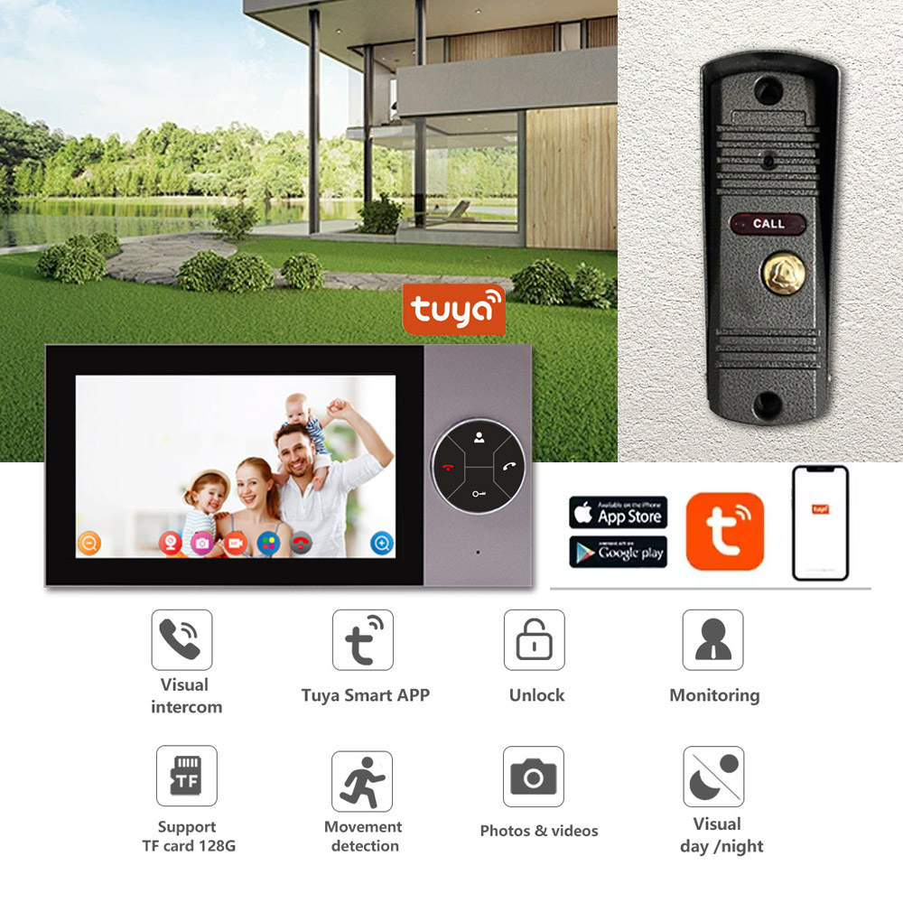 Wifi Doorbell Camera - شاشة IPS 7 بوصة بدقة 2
