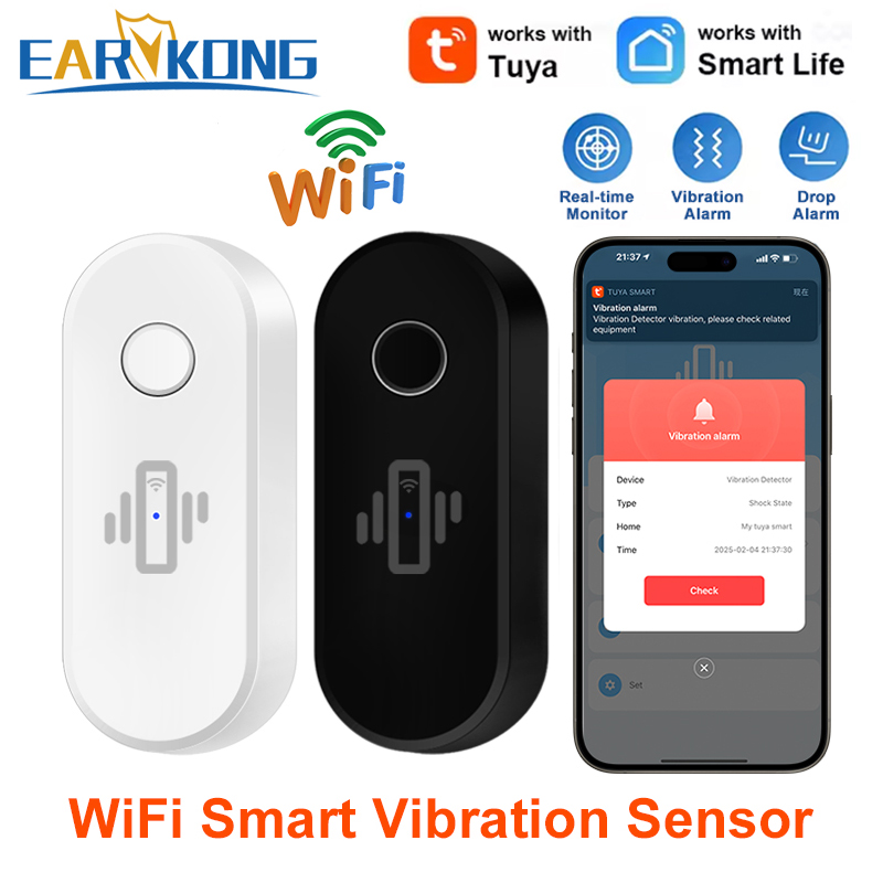 Door Window Sensor - Tuya WiFi كاشف الاهتزاز الزجاج كسر