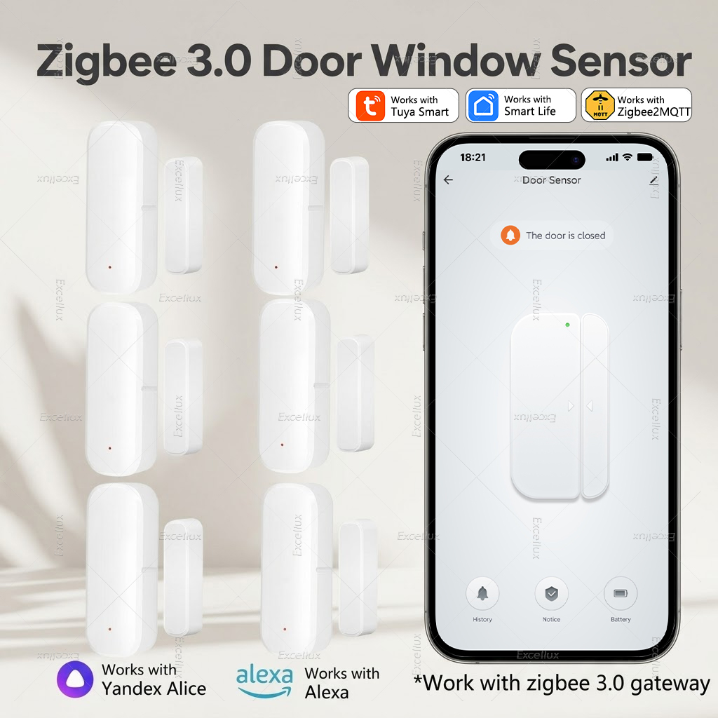 Smart Home Yandex - مستشعر أبواب ونوافذ Tuya Zigbee 3.0،