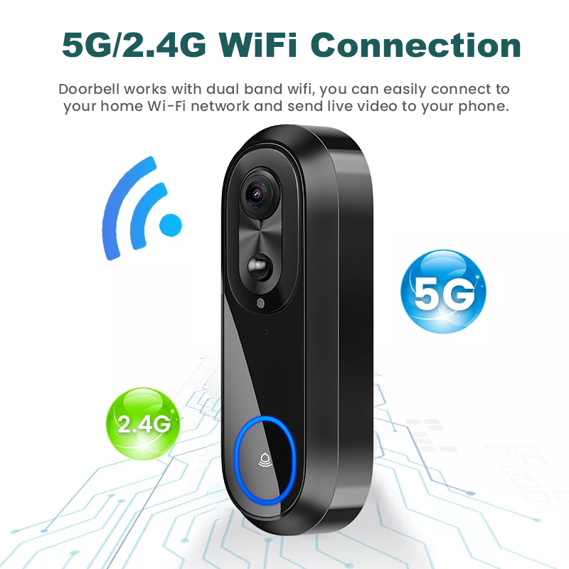 5G 2.4G واي فاي جرس باب يتضمن  - مراجعة Smart Home Video Doorbell وسعره