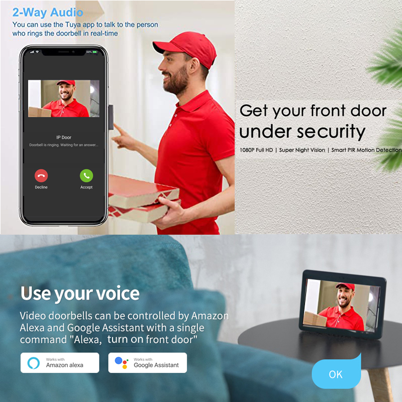 Tuya الذكية 1080P كاميرا جرس ا - مراجعة Smart Home Video Doorbell وسعره