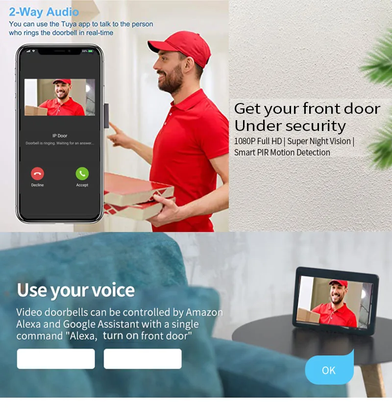 جرس باب ذكي مع شاشة 10.1 بوصة، - مراجعة Wifi Doorbell Camera وسعره