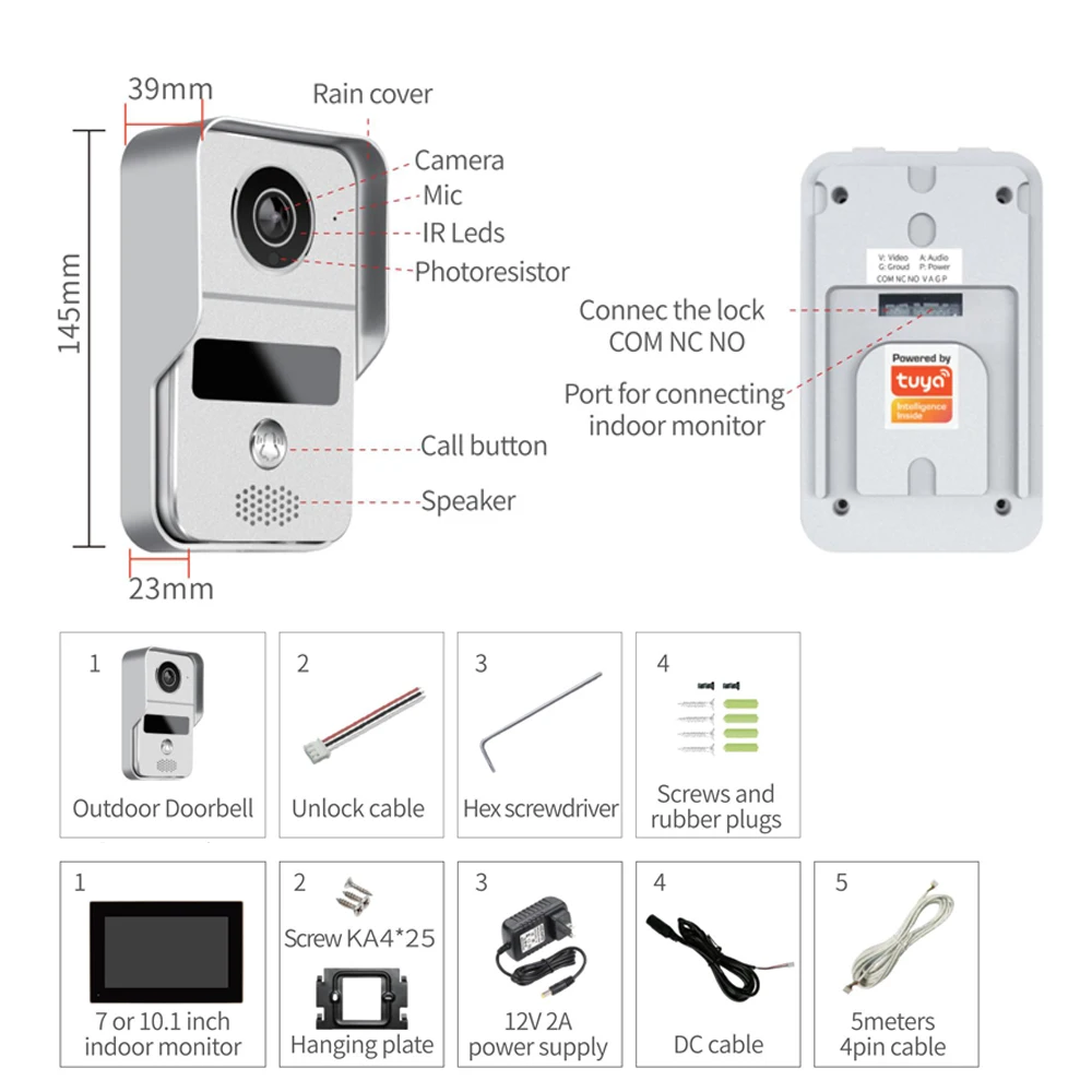 جرس باب ذكي مع شاشة 10.1 بوصة، - مراجعة Wifi Doorbell Camera وسعره