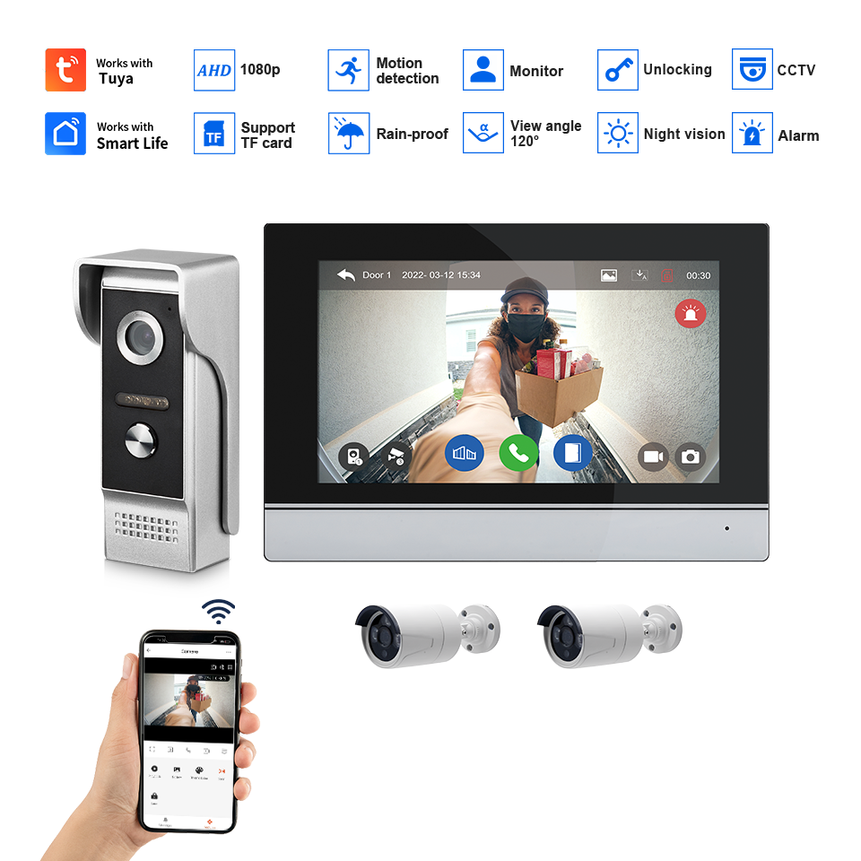 7 بوصة IPS شاشة 2MP تويا التحك - مراجعة Wifi Doorbell Camera وسعره