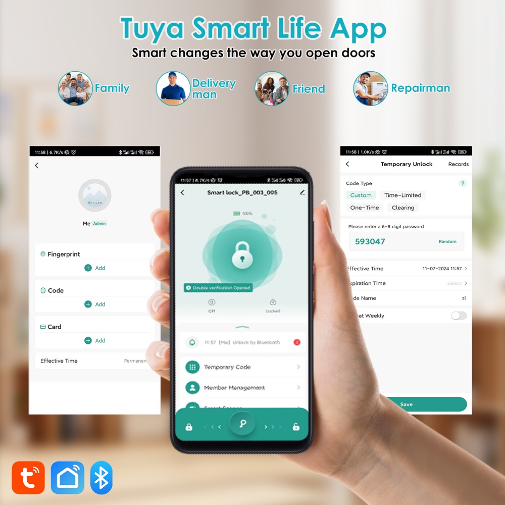 قفل ذكي YFK Tuya 5 في 1 للباب  - مراجعة Smart Home Green وسعره
